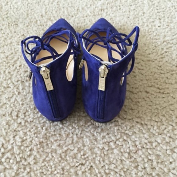 Ivanka Trump Blue Suede Lace-up Flats - Picture 4 of 6